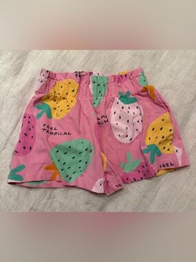 SFERRA Pink Tropical Fruit Print Kids Girls Shorts